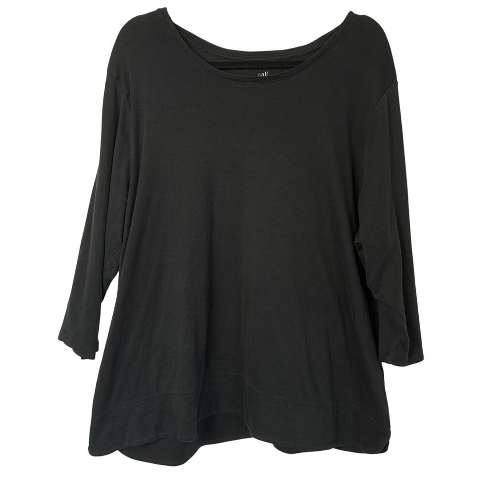 J. Jill 3/4 Sleeve Scoop-Neck Tee Womens 3X Black Everyday Basic Classic